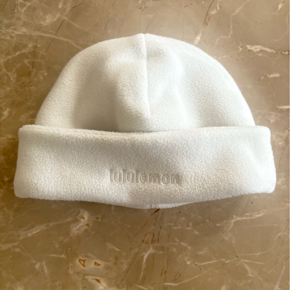 Lululemon White Fleece Beanie